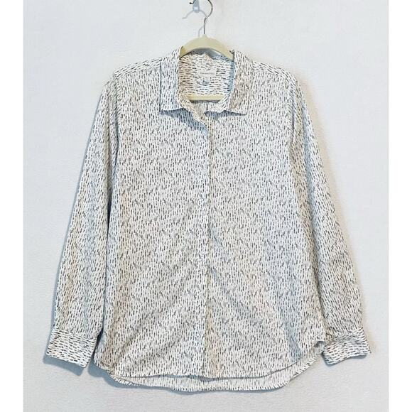 Garnet Hill Organic Cotton Printed Button Down Micro Print Shirt Size 12 - Picture 1 of 6